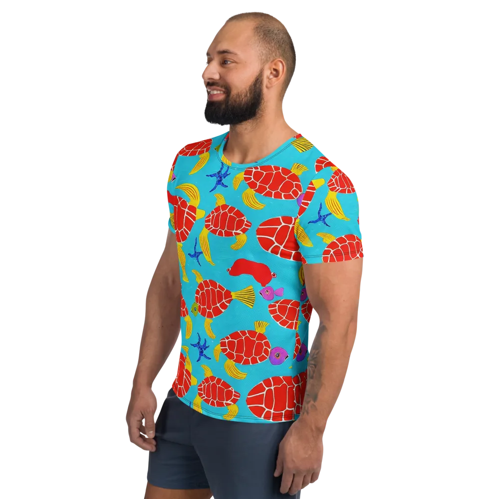 Red Shell Reverie on Men's Athletic T-Shirt — Left