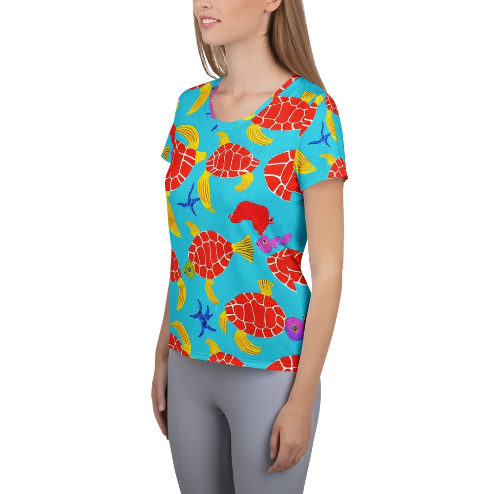 Red Shell Reverie on Women's Athletic T-Shirt — Left