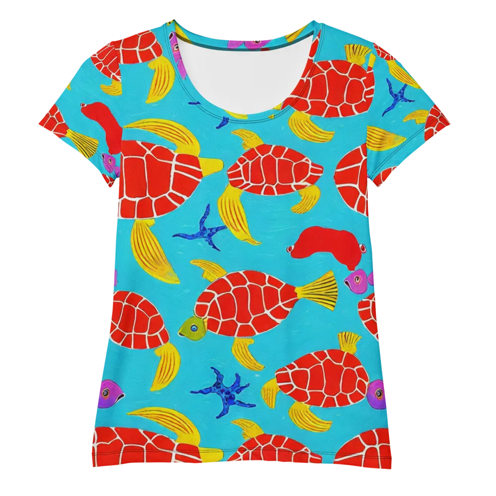Red Shell Reverie on Women's Athletic T-Shirt — Front
