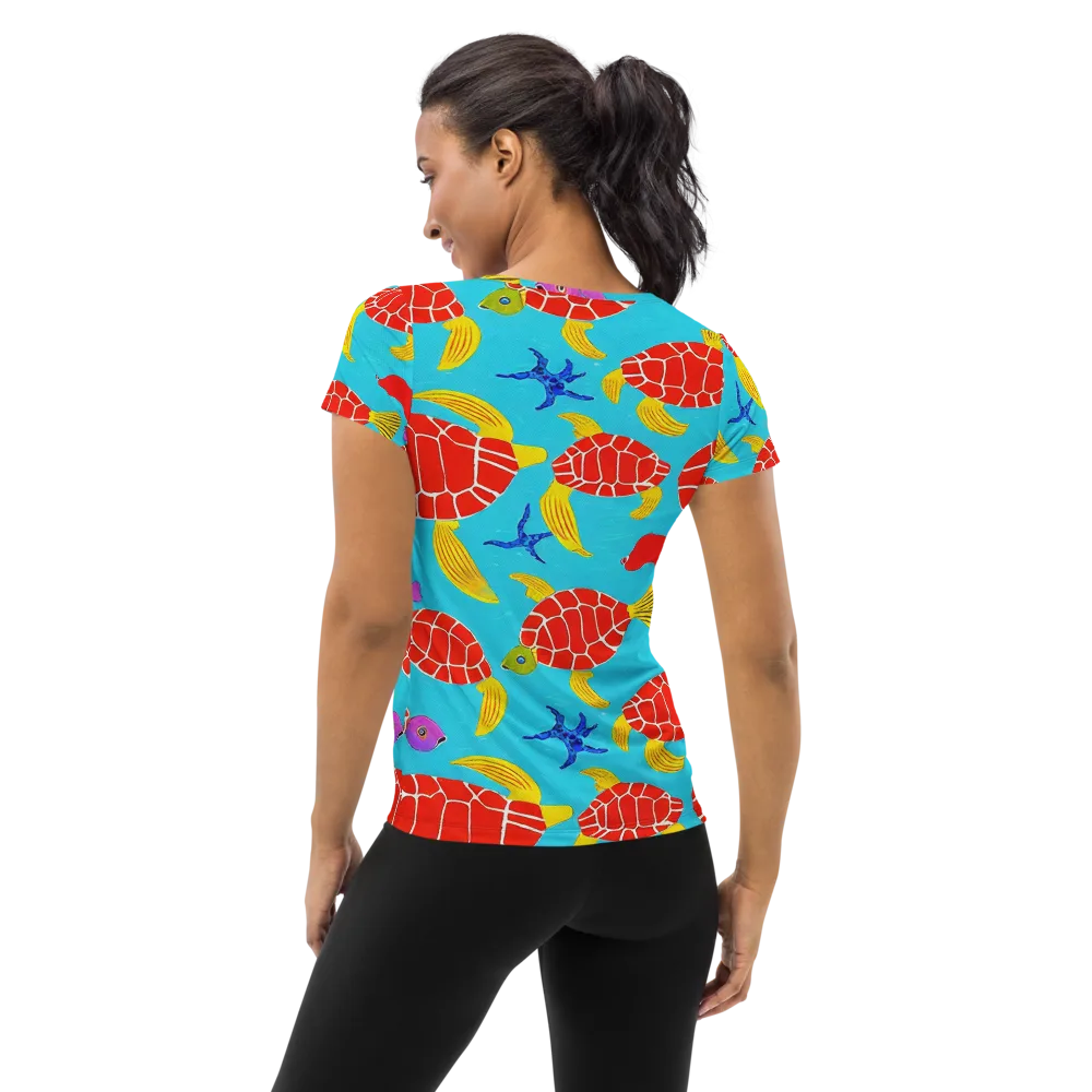 Red Shell Reverie on Women's Athletic T-Shirt — Back