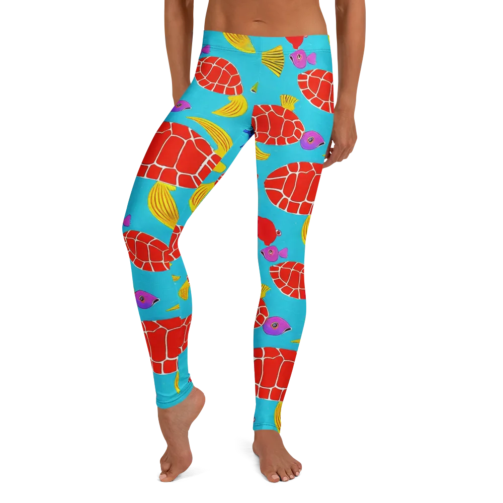 Red Shell Reverie on Leggings — Front