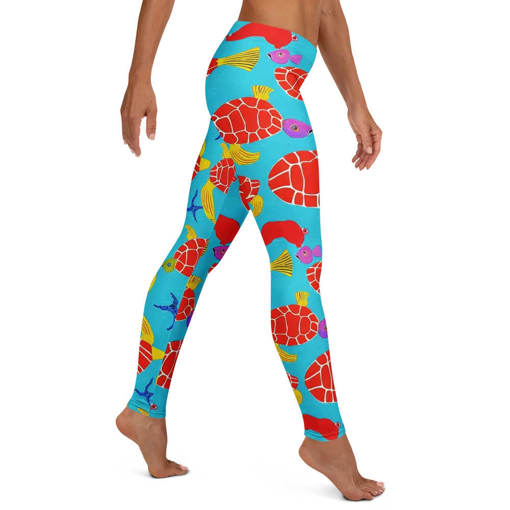 Red Shell Reverie on Leggings — Right