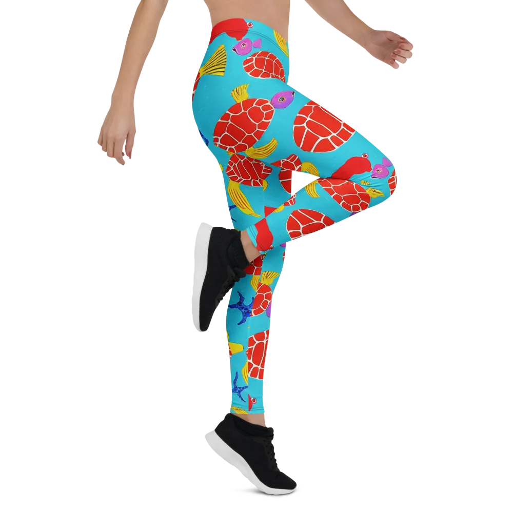 Red Shell Reverie on Leggings — Right