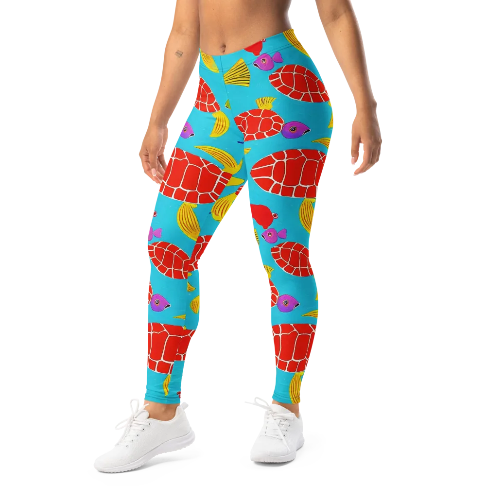 Red Shell Reverie on Leggings — Left Front
