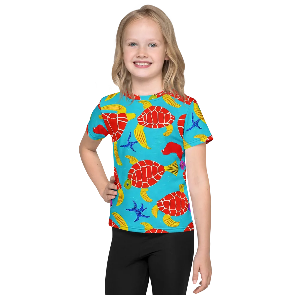 Red Shell Reverie on Kids Crew Neck T-Shirt — Front
