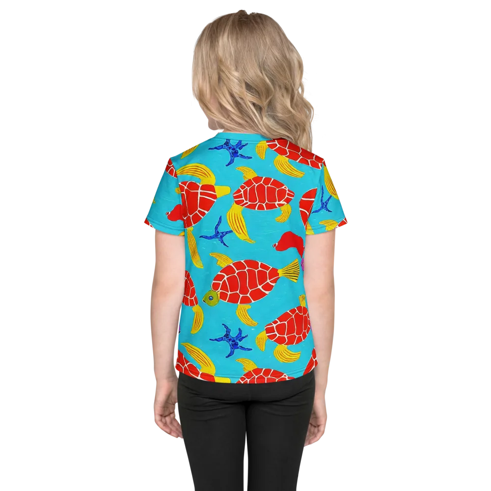 Red Shell Reverie on Kids Crew Neck T-Shirt — Back