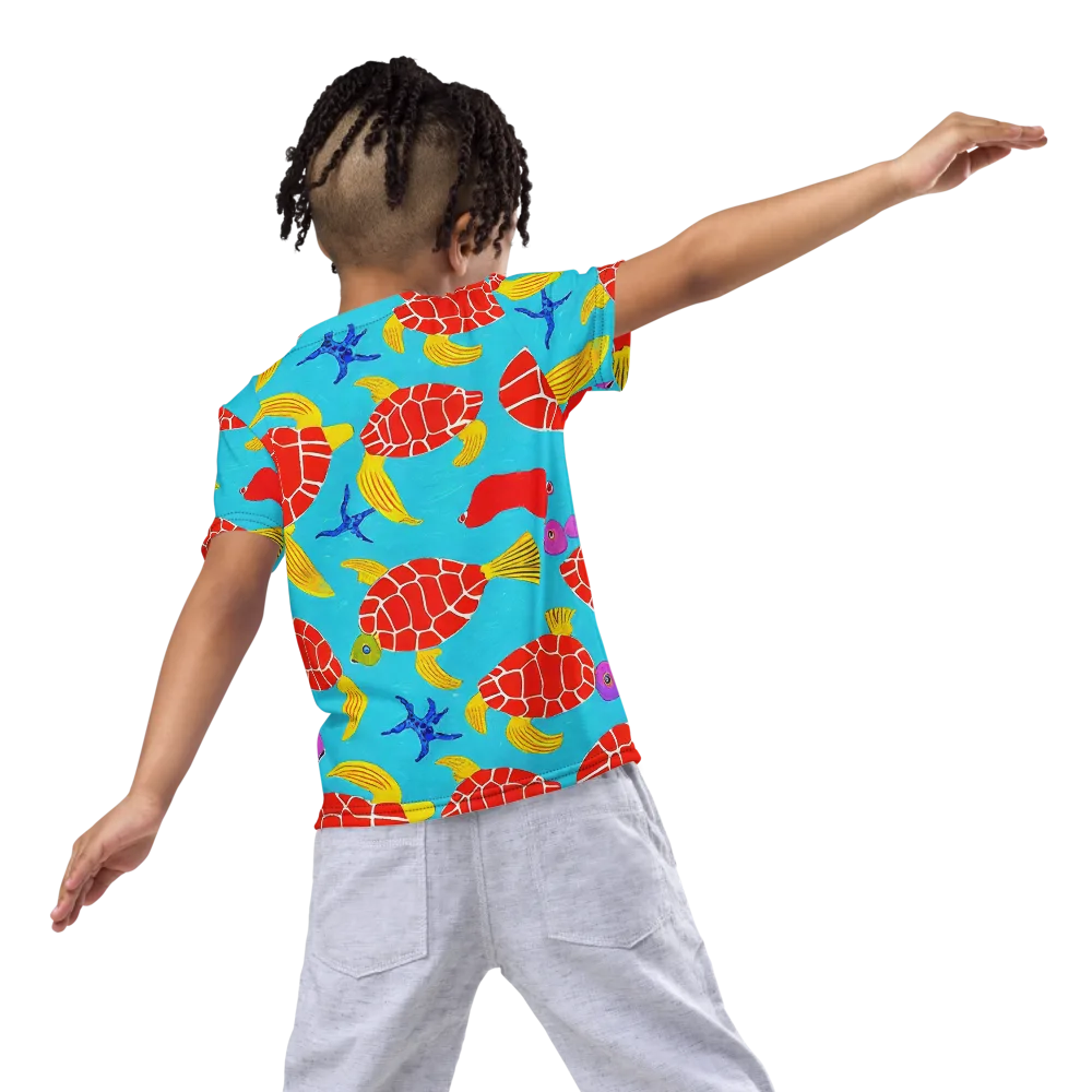 Red Shell Reverie on Kids Crew Neck T-Shirt — Back