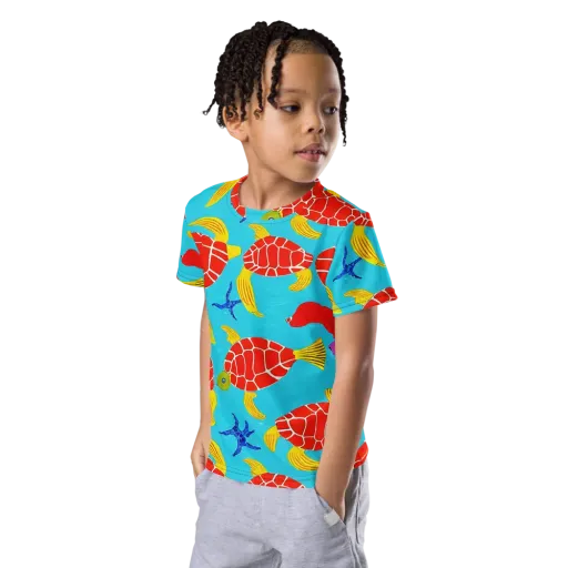 Red Shell Reverie on a Kids Crew Neck T-Shirt