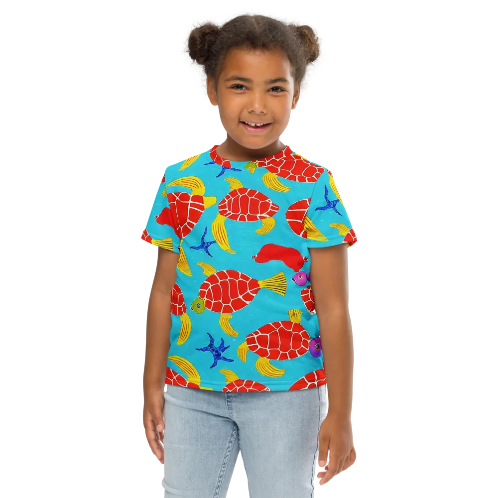 Red Shell Reverie on Kids Crew Neck T-Shirt — Front