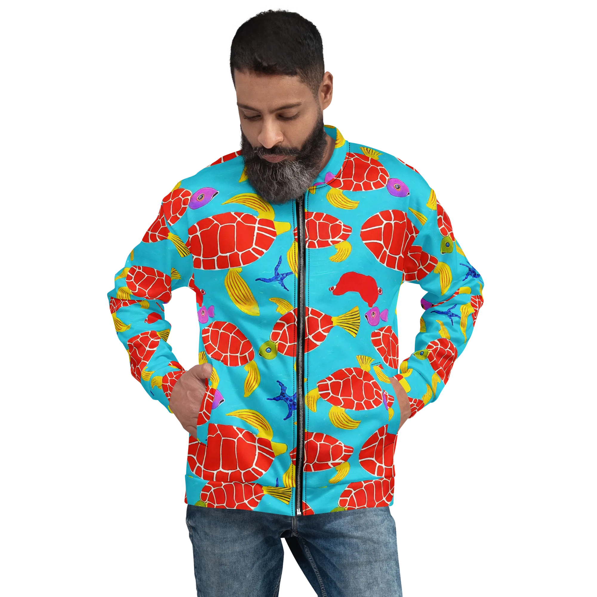 Red Shell Reverie on Bomber Jacket — Front