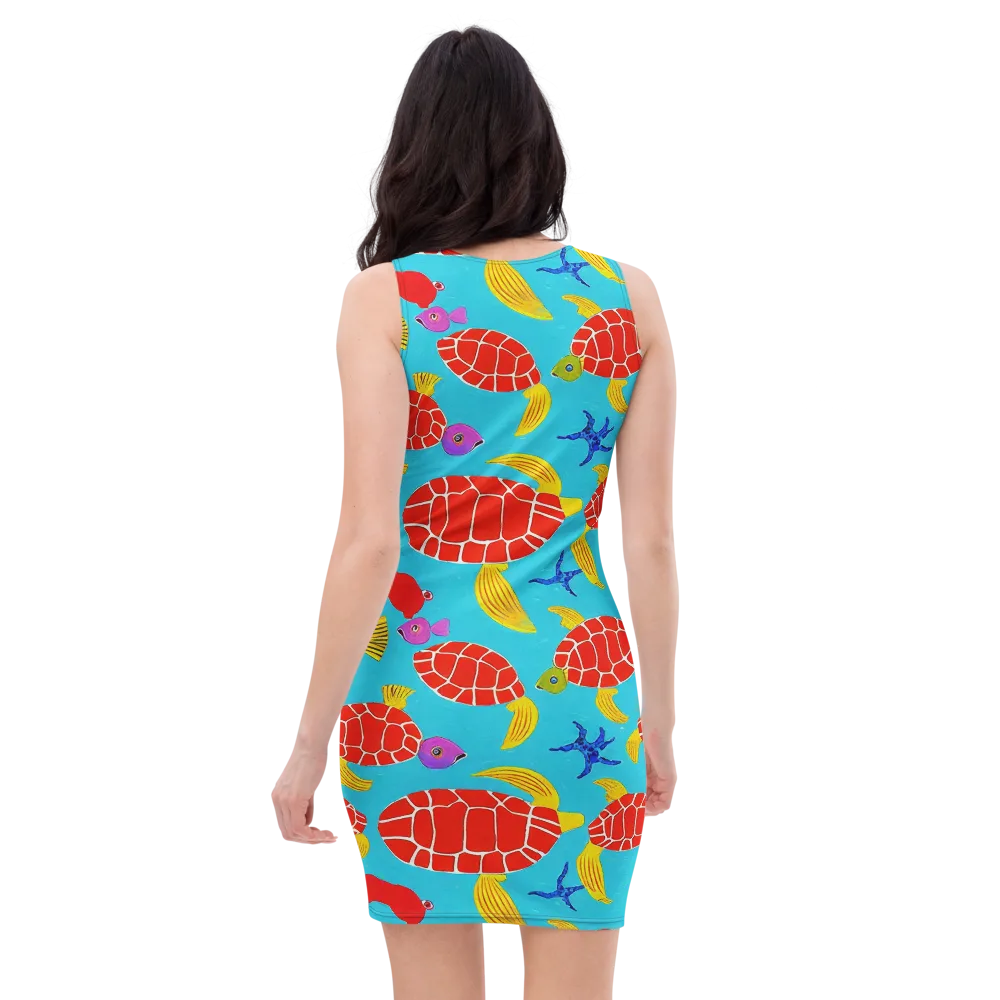 Red Shell Reverie on Bodycon Dress — Back