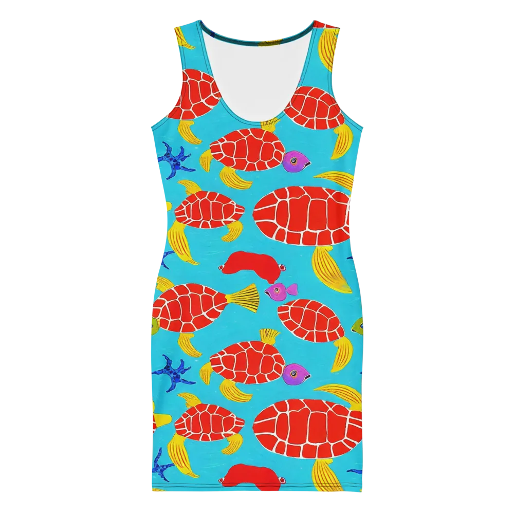 Red Shell Reverie on Bodycon Dress — Front