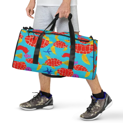 Red Shell Reverie on a Duffle Bag