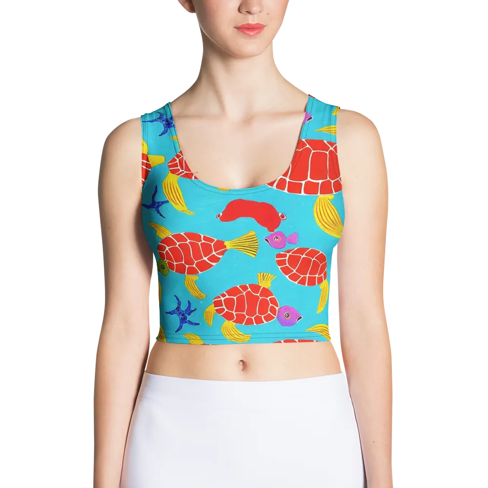 Red Shell Reverie on Crop Top — Front