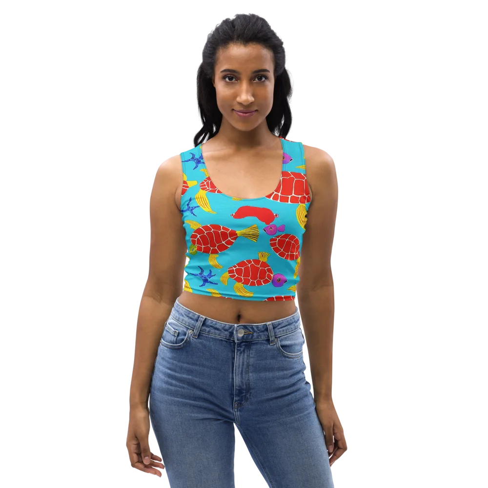 Red Shell Reverie on Crop Top — Front