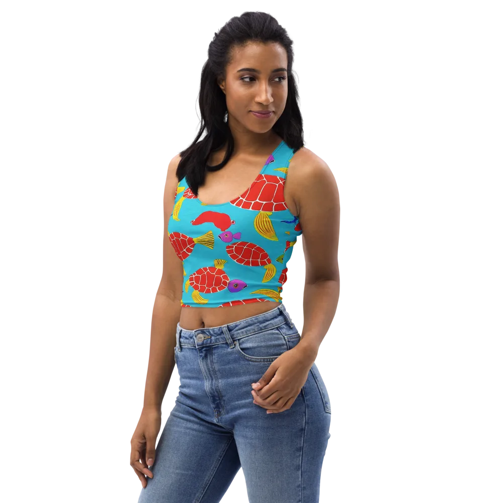 Red Shell Reverie on Crop Top — Left Front