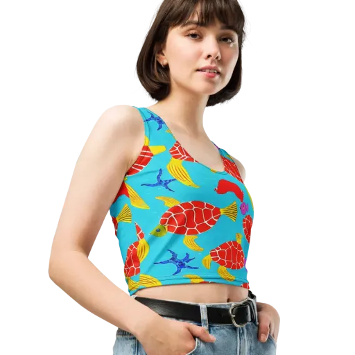 Red Shell Reverie on a Crop Top