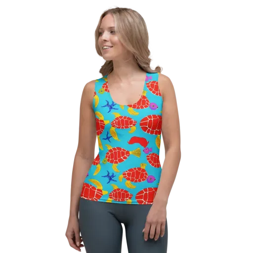 Red Shell Reverie on a Women's Tank Top
