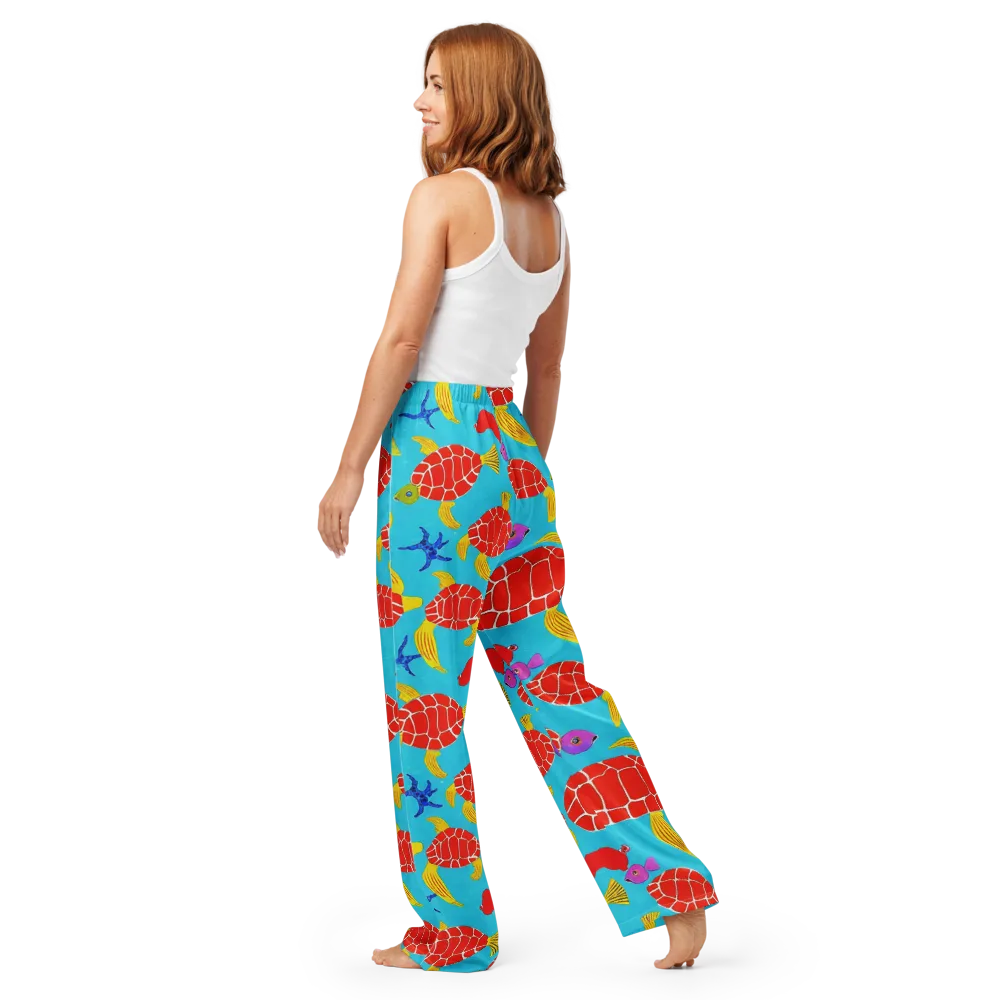 Red Shell Reverie on Women's Pajama Pants — Back