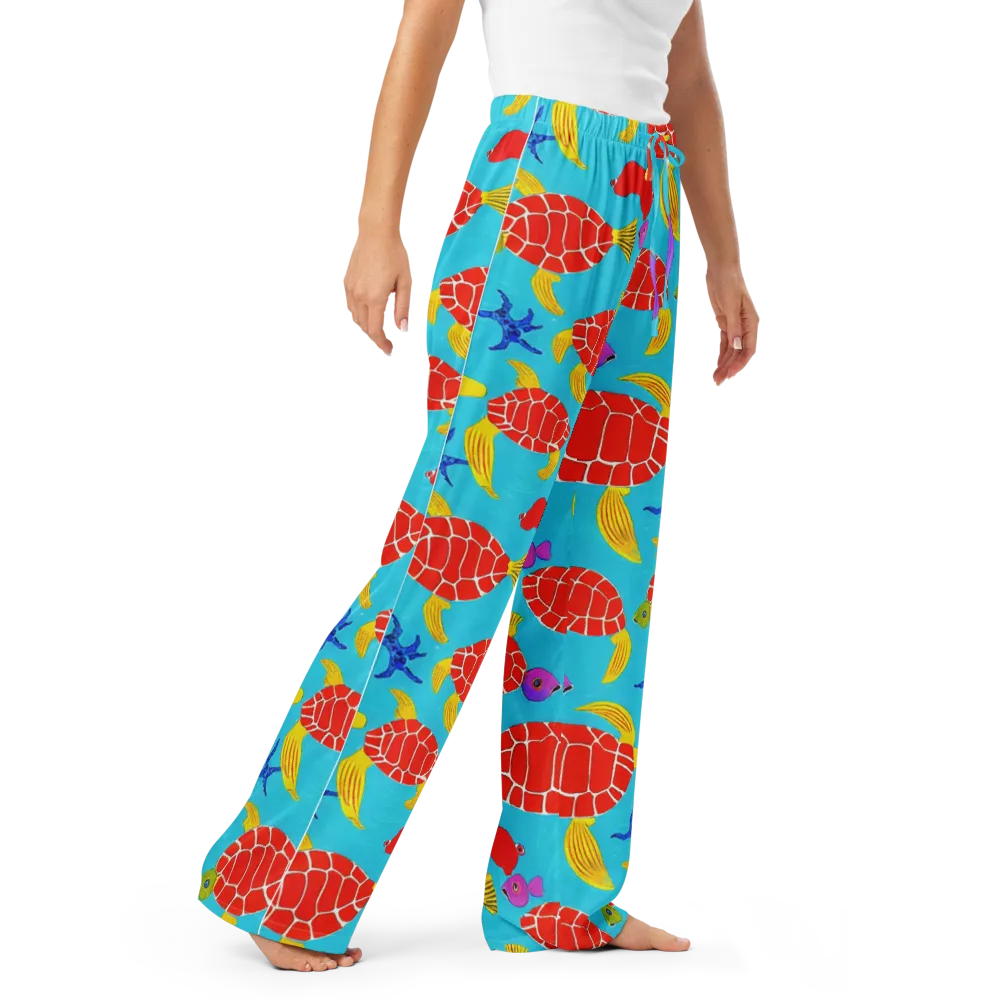 Red Shell Reverie on Women's Pajama Pants — Right Front