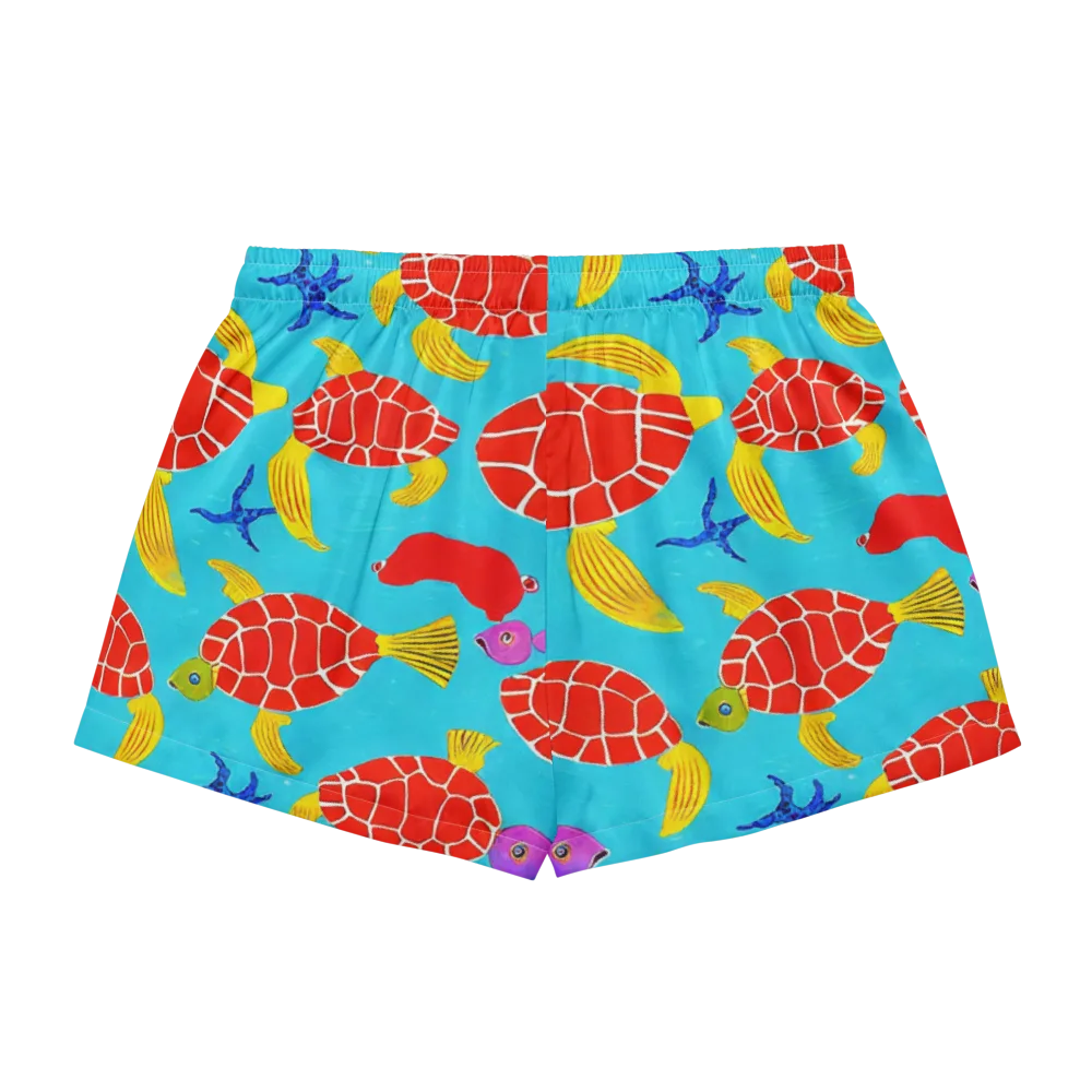 Red Shell Reverie on Women's Pajama Shorts — Back