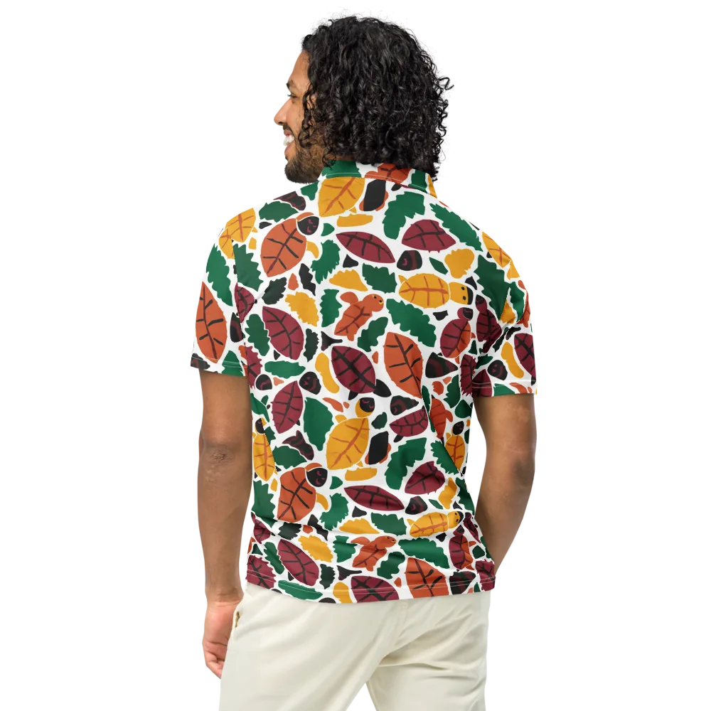 Harvest Static on Men's Slim Fit Polo Shirt — Back