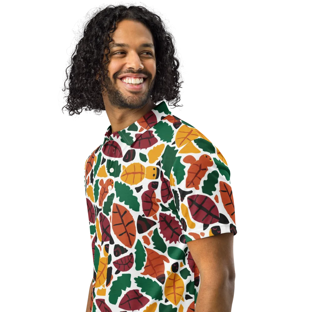 Harvest Static on Men's Slim Fit Polo Shirt — Left Front