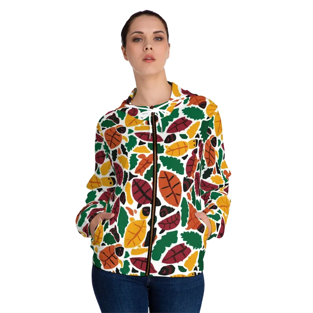 Harvest Static on Women's Full-Zip Hoodie — Front On Person