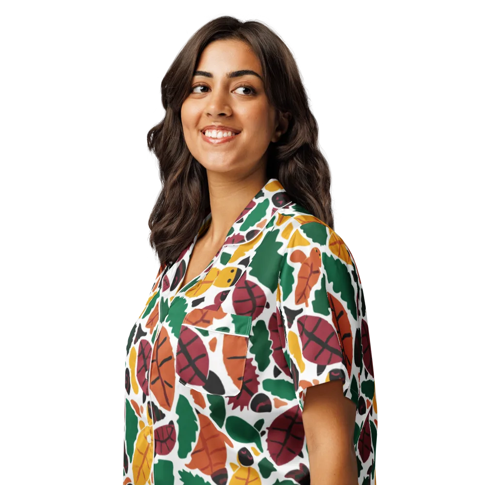 Harvest Static on Women's Short Sleeve Pajama Top — Left Front