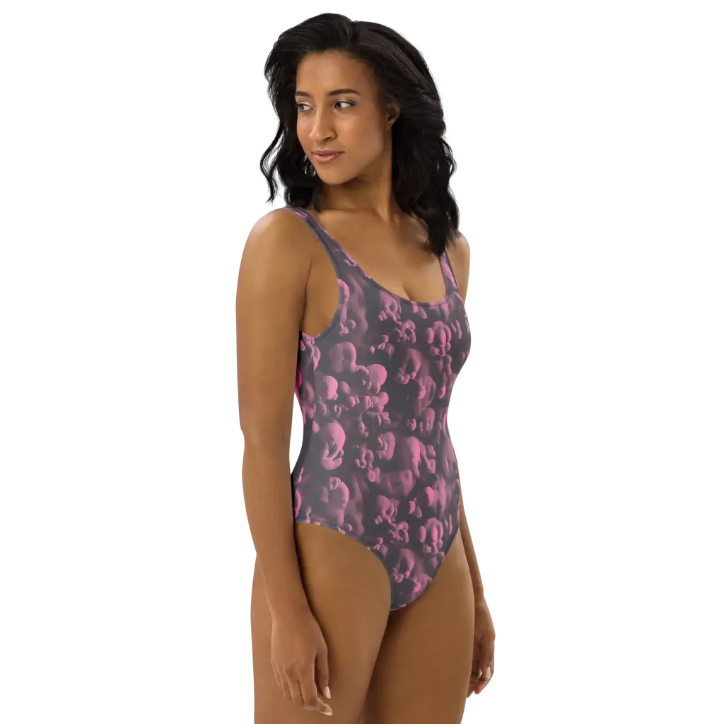 Mauve Metamorphosis on One-Piece Swimsuit — Right