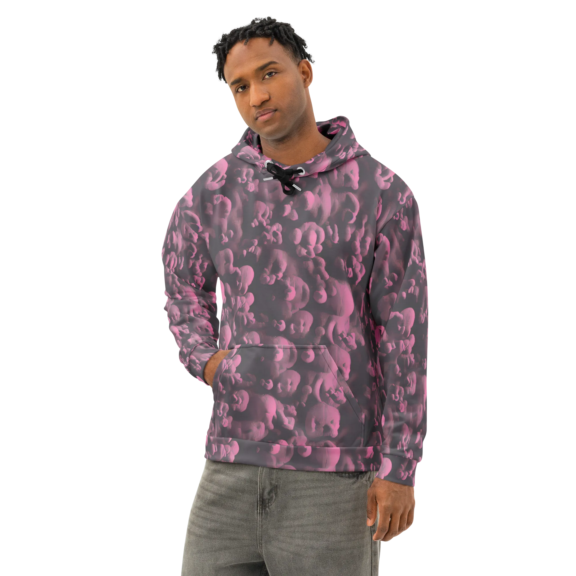Mauve Metamorphosis on Cotton Hoodie — Left Front