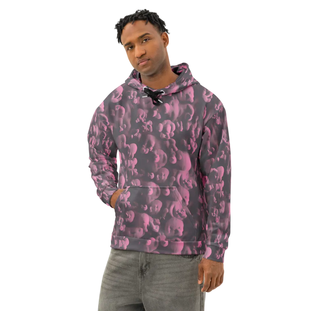 Mauve Metamorphosis on Cotton Hoodie — Left Front