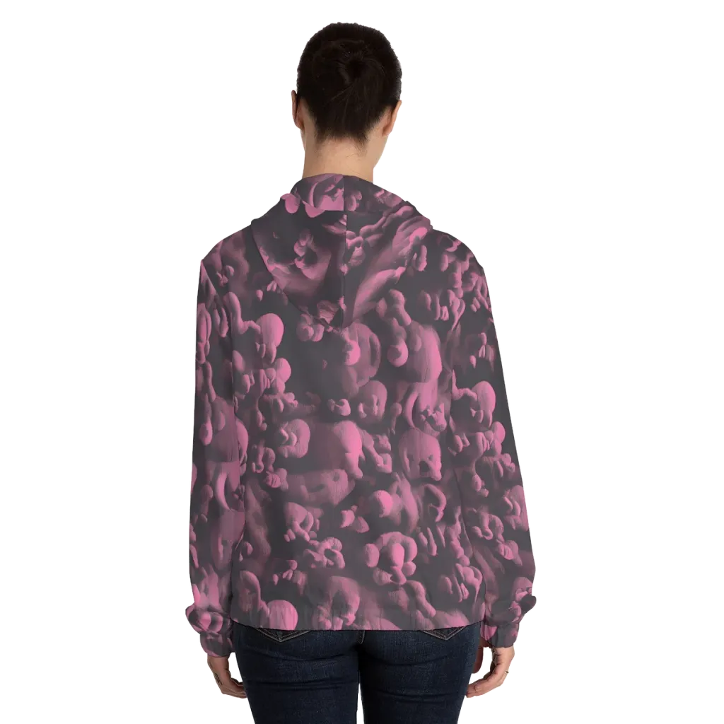 Mauve Metamorphosis on Women's Full-Zip Hoodie — Back On Person