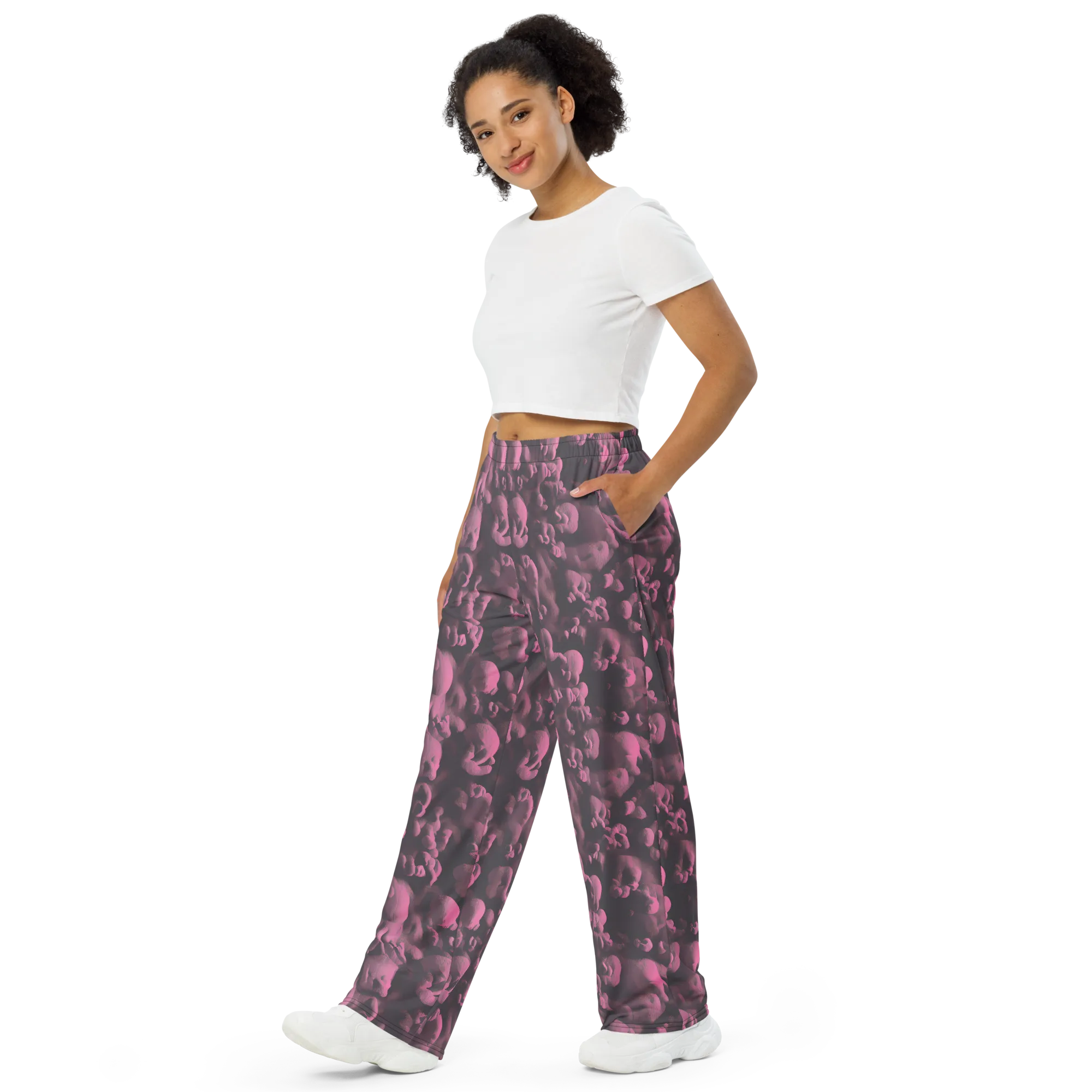 Mauve Metamorphosis on Wide-Leg Pants — Left Front