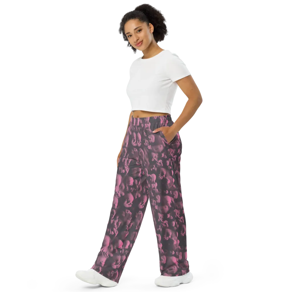Mauve Metamorphosis on Wide-Leg Pants — Left Front