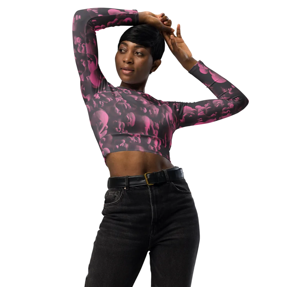 Mauve Metamorphosis on Long Sleeve Crop Top — Front