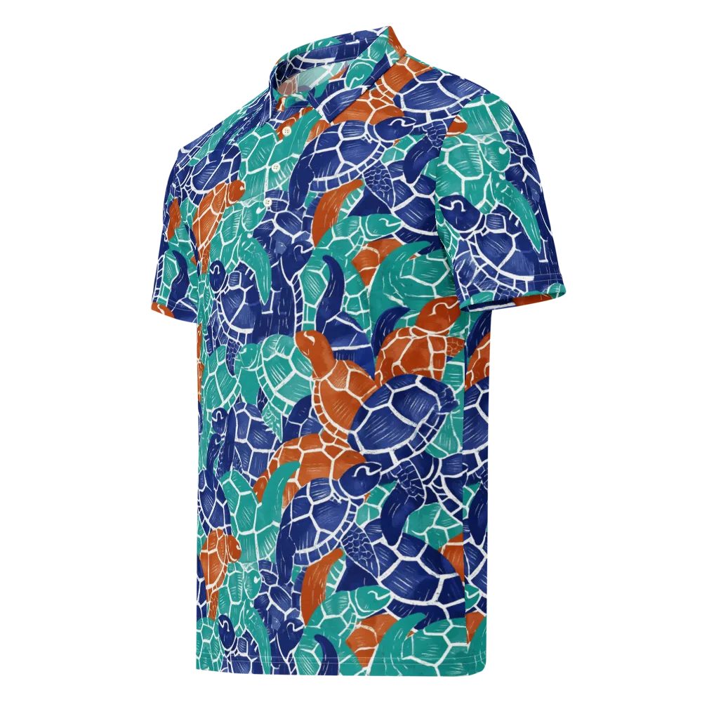 Indigo Shells on Men's Slim Fit Polo Shirt — Left Front