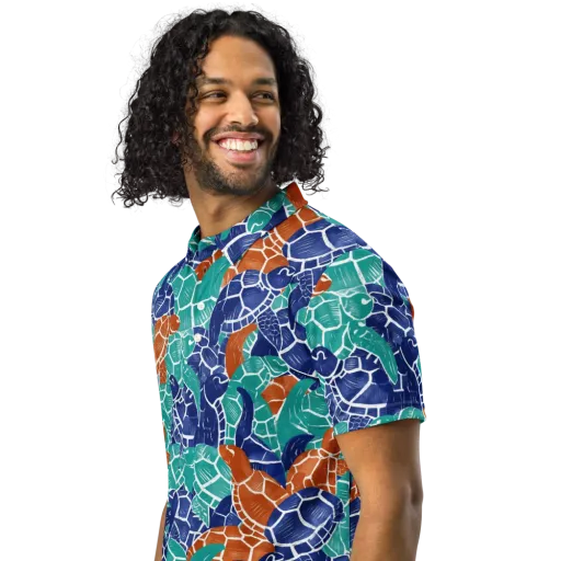 Indigo Shells on a Men's Slim Fit Polo Shirt