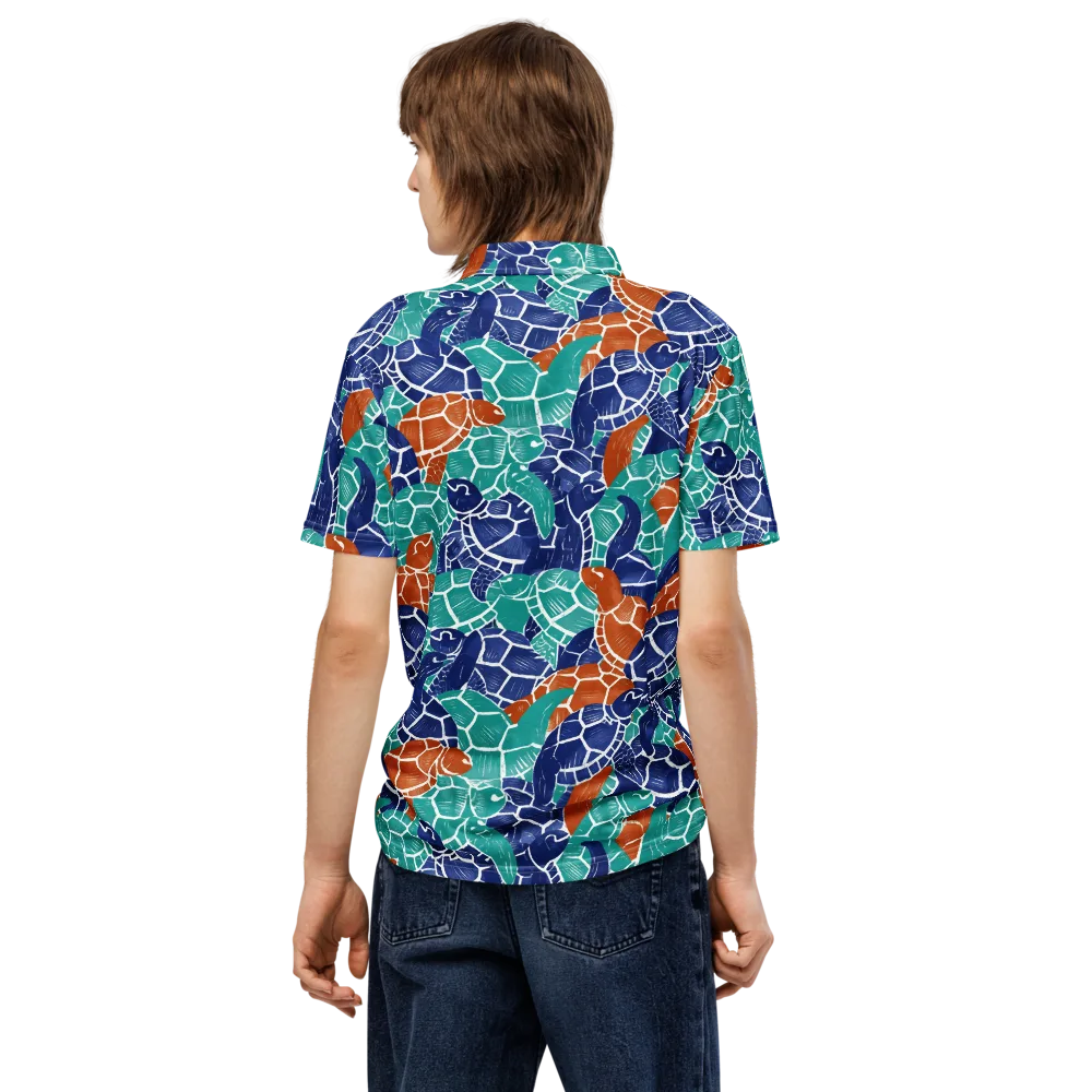 Indigo Shells on Men's Slim Fit Polo Shirt — Back