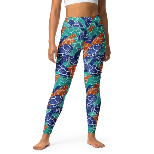 Indigo Shells on a Yoga Leggings