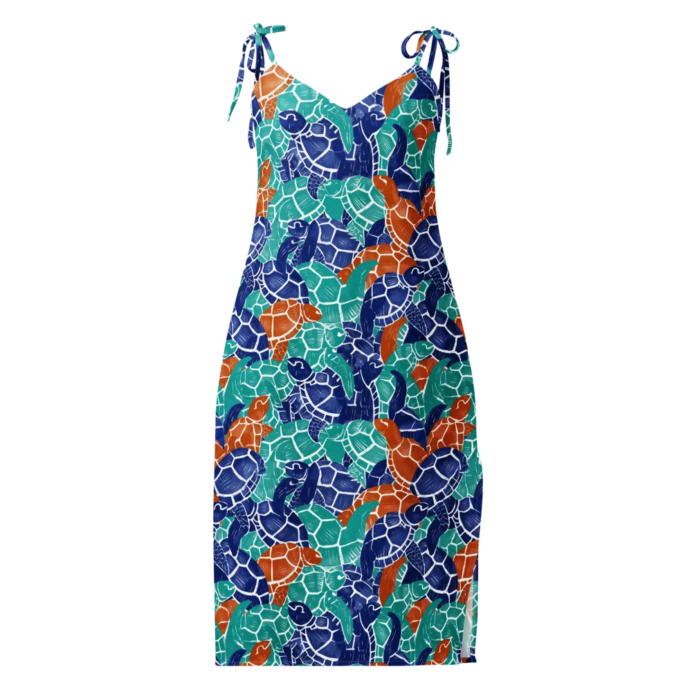 Indigo Shells on Slip Dress — Front