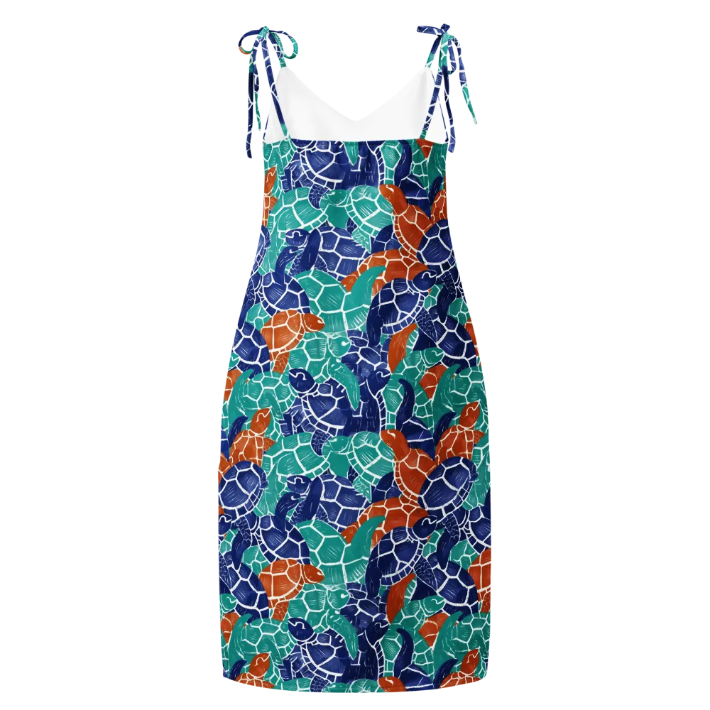 Indigo Shells on Slip Dress — Back