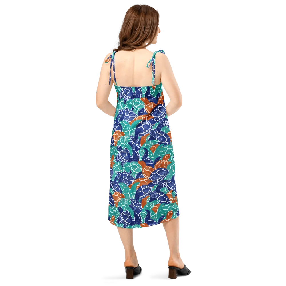 Indigo Shells on Slip Dress — Back