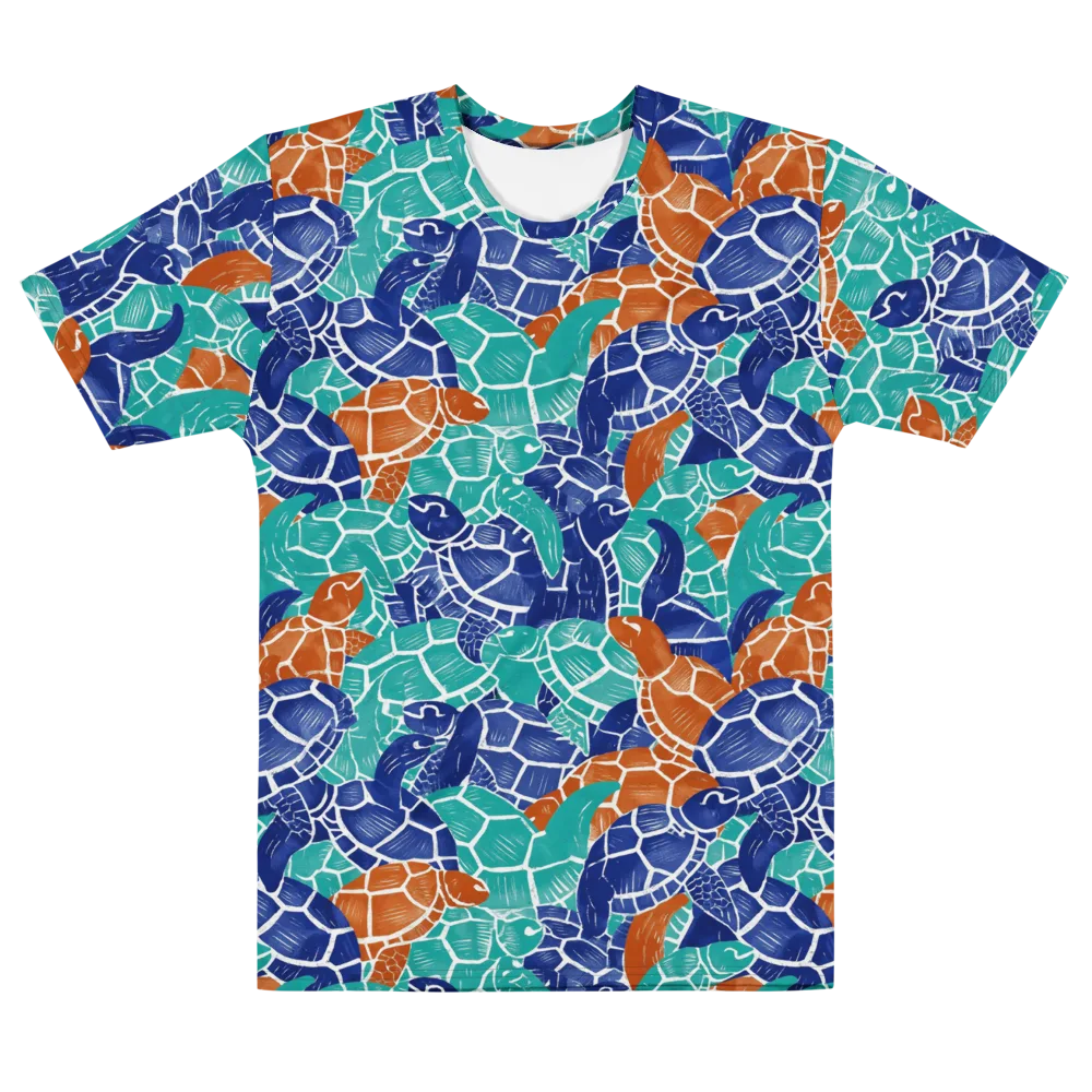 Indigo Shells on Men's Cotton Crew Neck T-Shirt — Front