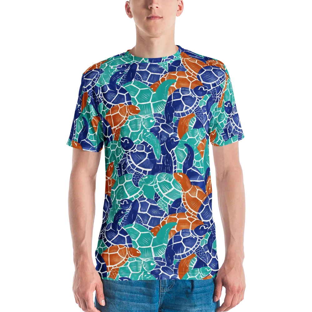 Indigo Shells on Men's Crew Neck T-Shirt — Front