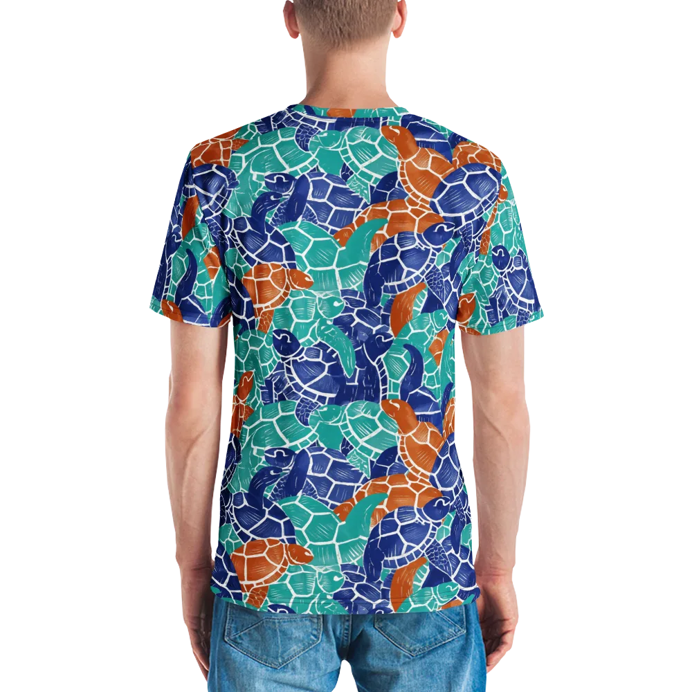 Indigo Shells on Men's Crew Neck T-Shirt — Back