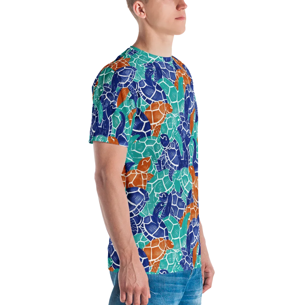 Indigo Shells on Men's Crew Neck T-Shirt — Right