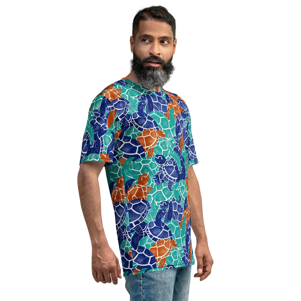 Indigo Shells on Men's Crew Neck T-Shirt — Right