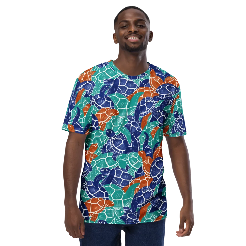 Indigo Shells on Men's Crew Neck T-Shirt — Front
