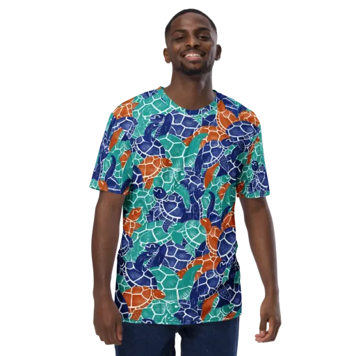 Indigo Shells on a Men's Crew Neck T-Shirt